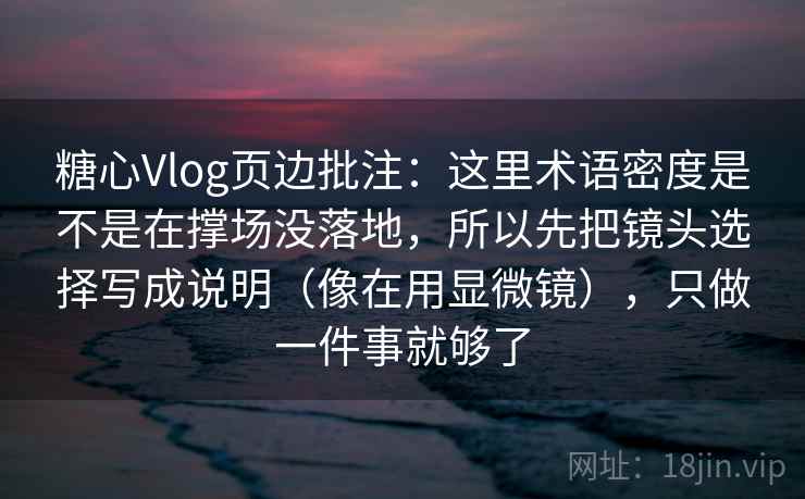 糖心Vlog页边批注：这里术语密度是不是在撑场没落地，所以先把镜头选择写成说明（像在用显微镜），只做一件事就够了